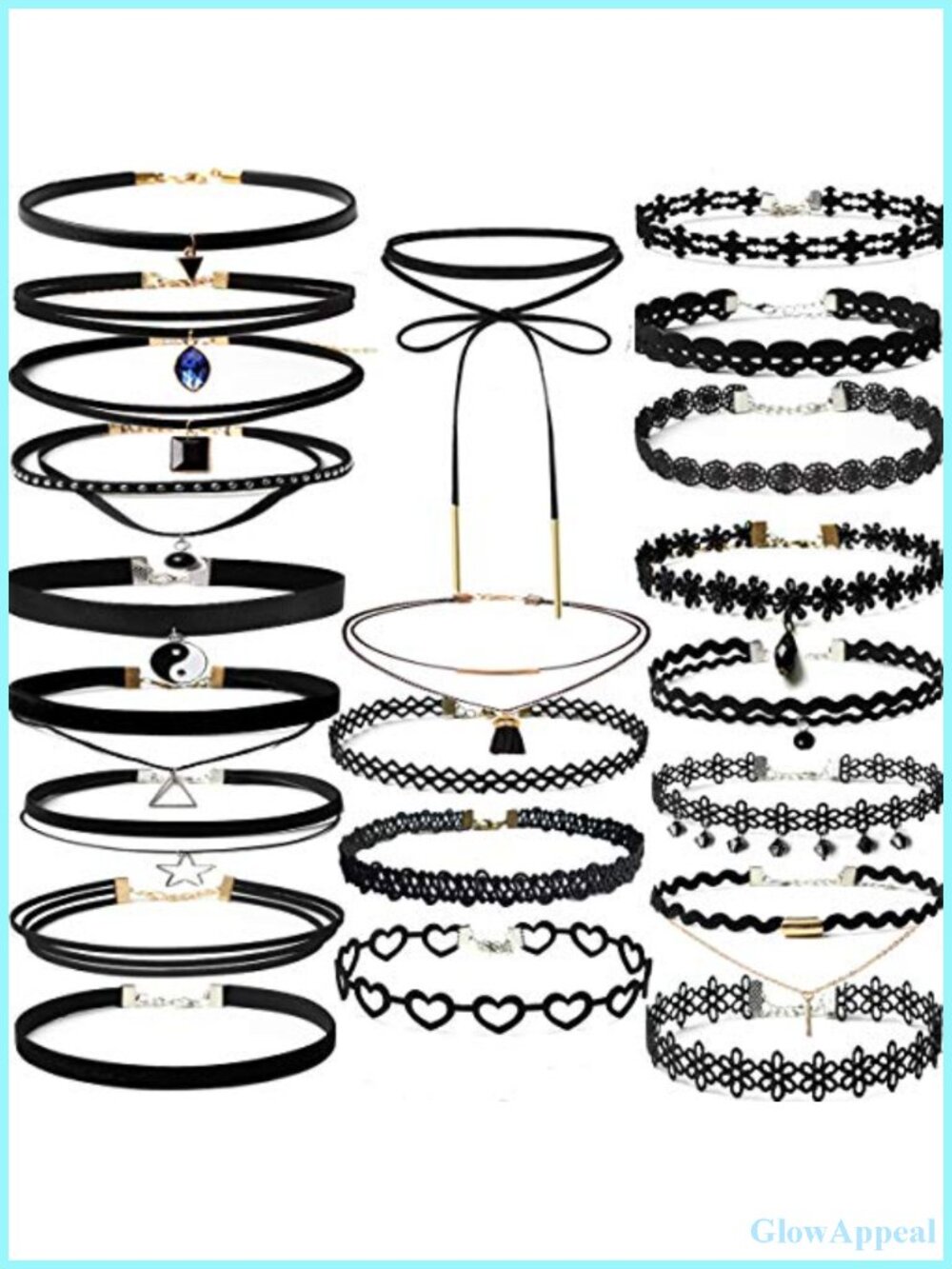 22 Pc Velvet Choker Set Gothic Lace Necklace Adjustable Women Jewelry